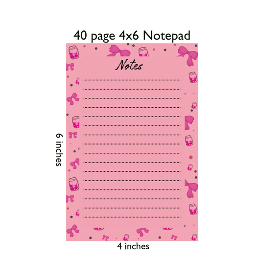 Pink Heart-filled Jars & Bows Notepad