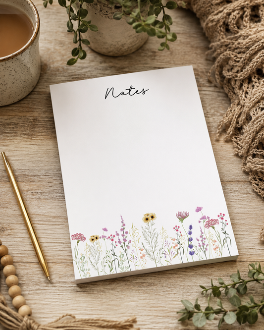 Floral Notes Notepad | 5x7 Cozy Desk Notepad | Cute Stationery Pad | Aesthetic Writing Pad | Desk Accessories | Gift for Her