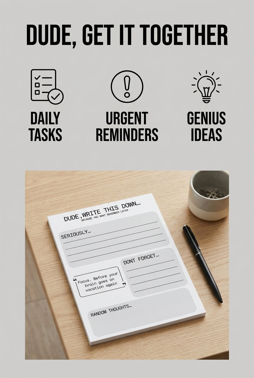 “Dude, Write This Down” – Funny Don’t-Forget Notepad